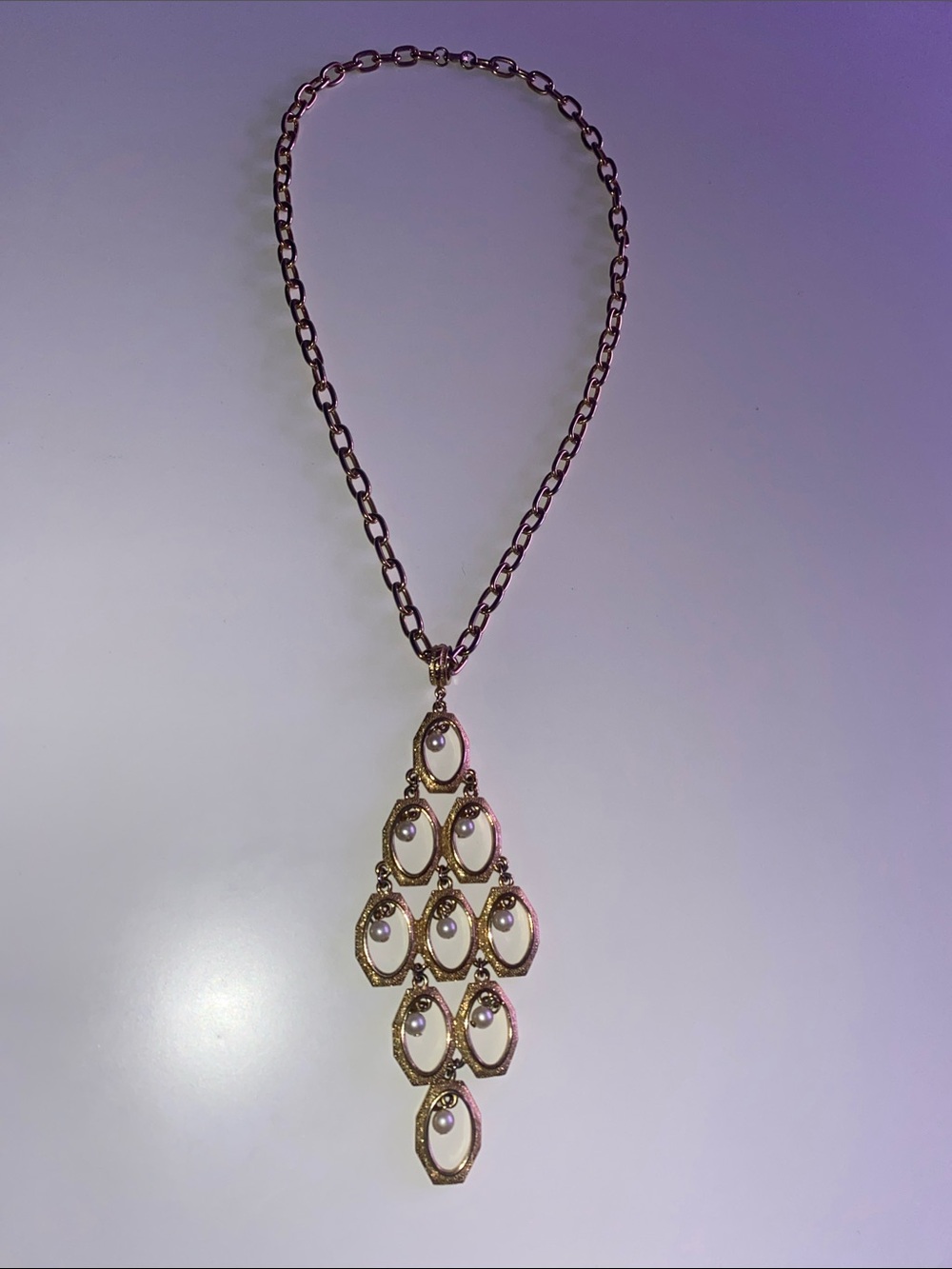 Large Gold-Tone Multi-Drop Pendant Necklace